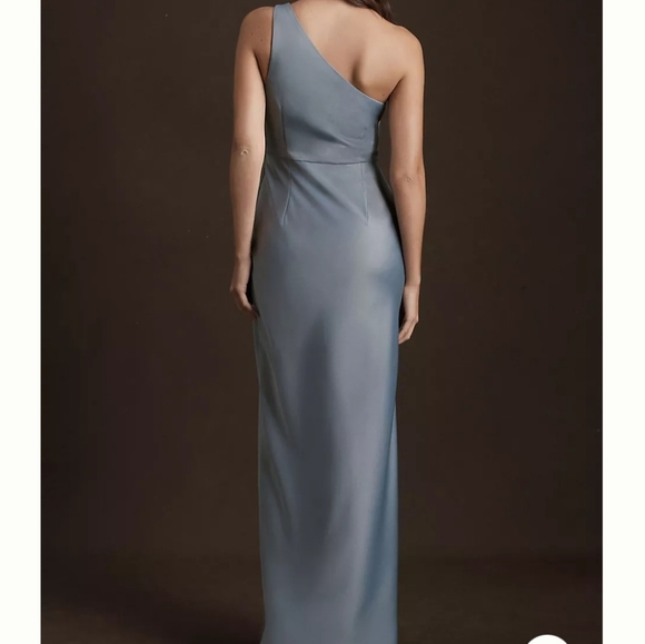 BHLDN (Anthropology) Dylan Satin Charmeuse Dress Dusty Blue Size 10 - Picture 2 of 6
